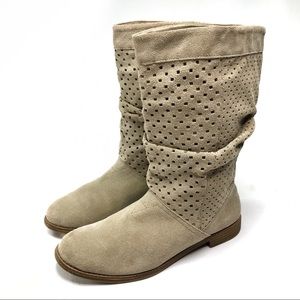 Toms Serra Perforated Leather Slouch Boots Size 9